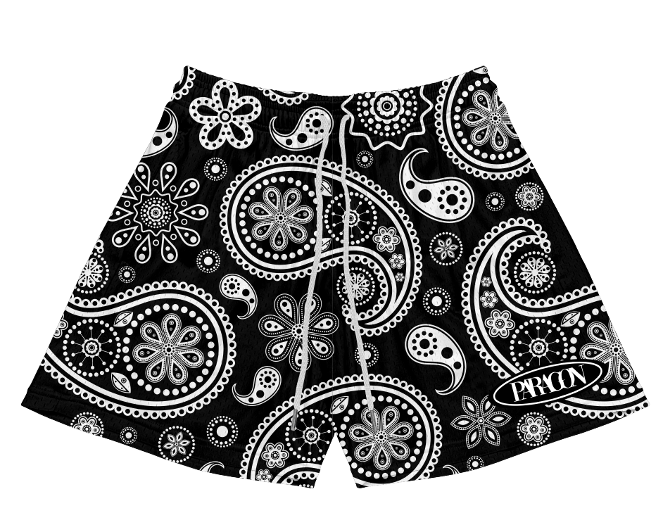 Black Paisley Basic Summer Shorts