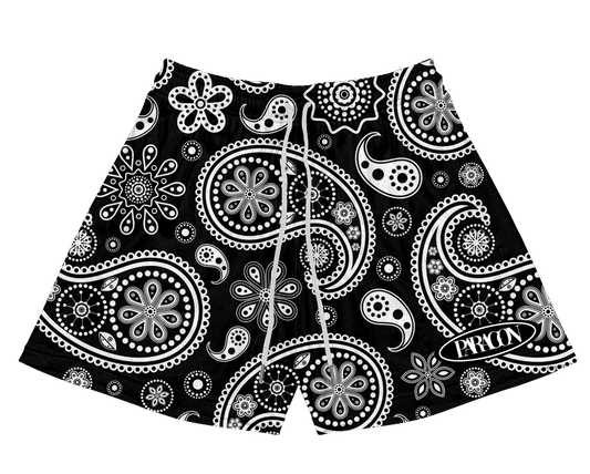 Black Paisley Basic Summer Shorts